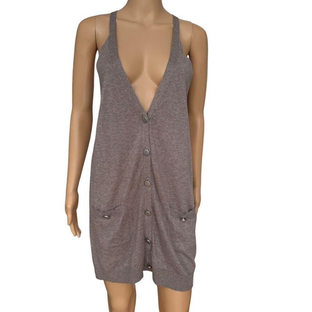 Rachel Rachel Roy tan cardigan vest cotton/viscose/cashmere blend size L NWT